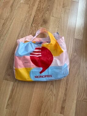 New Monoprix Paris Reusable Folding Nylon Shopping Bag - New Design
